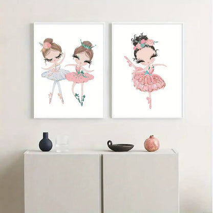 3pcs Ballet Girl Canvas Prints for Nursery Wall Art