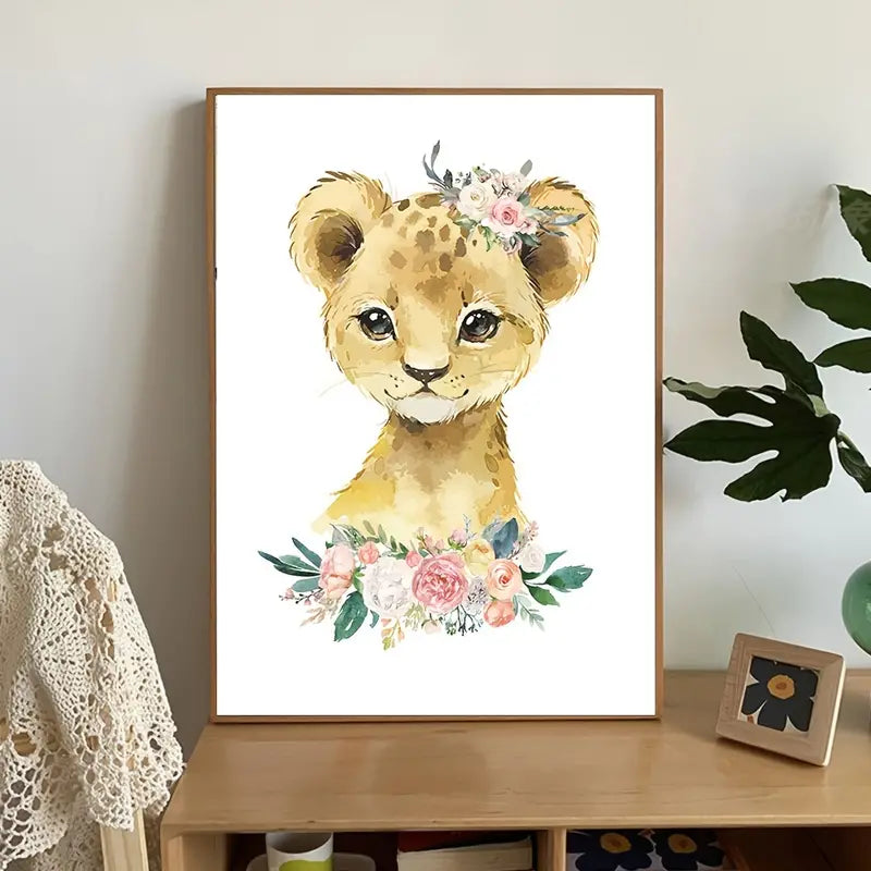 6pcs Cute Animal Flower Wall Art Posters 12x8inch