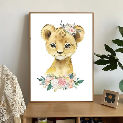 6pcs Cute Animal Flower Wall Art Posters 12x8inch